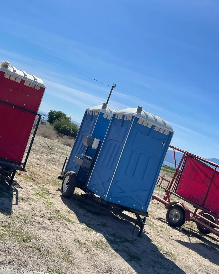 Portable toilet setup of the kind we deliver in Harrah, Oklahoma